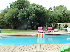 Lovely Funny Busty Blonde In The Swimming Pool Took The Big Cock Bait