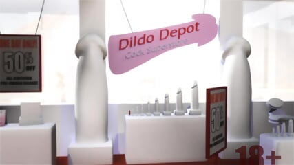 3DGSPOT Blonde Teen Deepthroats And Gags A Huge Cock In A Dildo Shop! 3D ANIMATION!