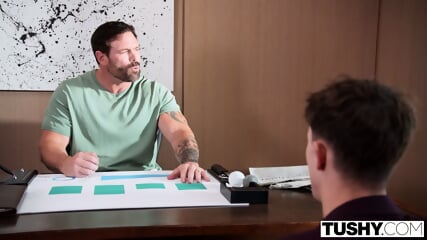 TUSHY Gorgeous Busty Beauty Kazumi Gets DPed By The Boss & New Hire