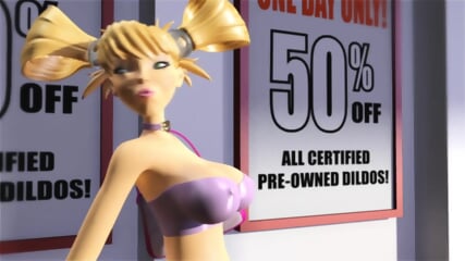 3DGSPOT Hot Blonde Gets Her Throat Fucked By A Big Cock While Shopping A Dildo! 3D ANIMATION!