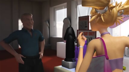 3DGSPOT Hot Blonde Gets Her Throat Fucked By A Big Cock While Shopping A Dildo! 3D ANIMATION!