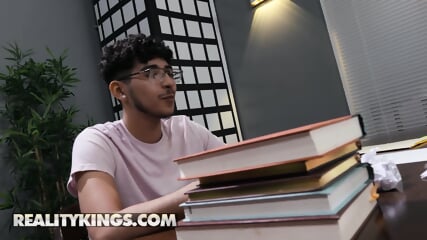 REALITY KINGS Lucky Diego Hides Behind The Shelves & Sneakily Fucks Tattooed Librarian Christina Savoy
