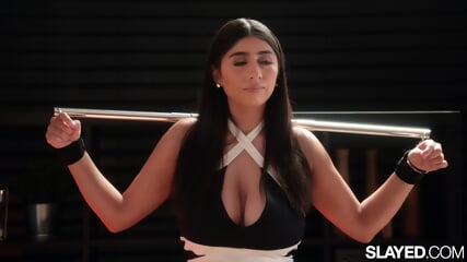 SLAYED Violet Myers Submits Her Big Natural Tits To Vicki Chase