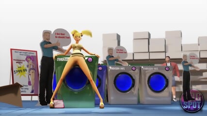 3DGSPOT Two Busty Lesbians Try Double Dildo In A Public Store! UNCENSORED SEX!