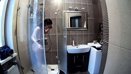 Petite Brunette Stella Naked And In The Shower